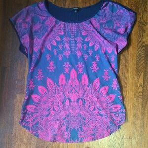 Espresso Navy and Magenta Blouse